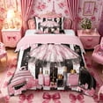 thumbnail image 1 of Castle Fairy Glamorous Tulle Dress Twin Comforter Sets 2pcs,Sparkly Bow Handbag Bedding Set,Black White Pink Gold,Pink Reversible,1 Comforter and 1 Pillowcase, 1 of 6