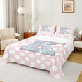 thumbnail image 1 of Castle Fairy Glitter Alphabet K Girl 4pcs Bed Sheets,Geometric Grid King Sheets,Pink Silver Super Cozy Sheet Set,Ultra Soft Home Decor, 1 of 7