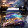 thumbnail image 1 of Castle Fairy Glitter Gold Foil Galaxy Wave Twin Duvet Cover,Sparkly Nebula Alcohol Ink Graphic Twin Bedding,Purple Cyan,Navy Blue Reversible,2pcs,No Comforter,1 Duvet Cover and 1 Pillowcase, 1 of 5