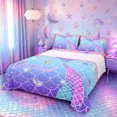 thumbnail image 1 of Castle Fairy Glitter Mermaid Tail Tile King Sheets 4pcs,Starfish Shell Pastel Scale Seamless Print Bedding,Pink Lavender,1 Fitted Sheet,1 Flat Sheet and 2 Pillowcases, 1 of 6