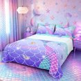 thumbnail image 1 of Castle Fairy Glitter Mermaid Tail Tile King Sheets 4pcs,Starfish Shell Pastel Scale Seamless Print Bedding,Sky Lavender,1 Fitted Sheet,1 Flat Sheet and 2 Pillowcases, 1 of 6