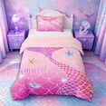 thumbnail image 1 of Castle Fairy Glitter Mermaid Tail Tile Twin Duvet Cover,Starfish Shell Pastel Scale Seamless Print Twin Bedding,Hot Pink,Pink Reversible,2pcs,No Comforter,1 Duvet Cover and 1 Pillowcase, 1 of 6