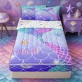 thumbnail image 1 of Castle Fairy Glitter Mermaid Tail Tile Zipper Twin Comforter Sets with Fitted Sheet and 2 Pillowcases,Starfish Shell Pastel Scale Seamless Print Zipper Bedding Set,Sky Lavender,Reversible,4-Piece, 1 of 6