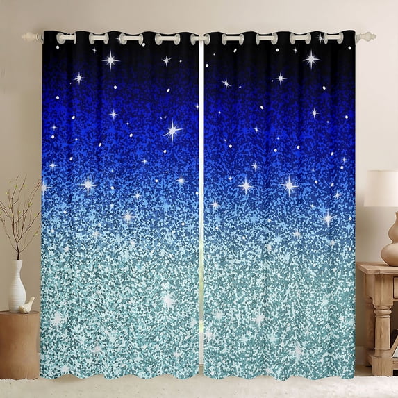Castle Fairy Glitter Print Curtains Pack of 2 (42x84 Each),Dreamy Curtains Blackout