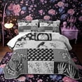 thumbnail image 1 of Castle Fairy Goth Collage Twin Quilt Set,Crow Rose Skeleton Butterfly Twin Coverlet Set,Gray Black, 1 of 7