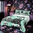 thumbnail image 1 of Castle Fairy Goth Floral Skull Queen Sheets 4 Pieces,Spooky Crow Moth Spider Queen Sheet Sets,Green Black,1 Fitted Sheet,1 Flat Sheet and 2 Pillowcases, 1 of 6