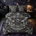 thumbnail image 1 of Castle Fairy Gothic Bat Queen Bedding 7pcs,Vintage Flower Damask Bedding Comforter Set Queen,Gray Black,Black Reversible, 1 of 7