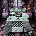 thumbnail image 1 of Castle Fairy Gothic Crow Skull Flowers Queen Comforter Set 3 Pieces,Butterfly Heart Geometric Patchwork Comforter Sets Queen,Teal Blacks,1 Comforter and 2 Pillowcases,Black Reversible, 1 of 6