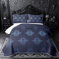 thumbnail image 1 of Castle Fairy Gothic Damask Skull Quilt Full,Traditional Floral Full Bedspread Sets,Midnight Navy, 1 of 7