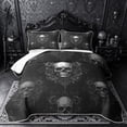 thumbnail image 1 of Castle Fairy Gothic Damask Skull Twin Quilt Set,Ornate Baroque Rose Twin Coverlet Set,Black Gray, 1 of 7