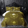 thumbnail image 1 of Castle Fairy Gothic Floral Skull Bed Spread Queen,Boho Damask Rose Queen Coverlet Set,Moss Gold, 1 of 7