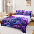thumbnail image 1 of Castle Fairy Gothic Magic Dragon Full Size Sheets,Purple Flowers Bed Sheets, 1 of 7