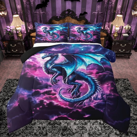 Castle Fairy Gothic Magic Dragon Queen Comforter Set,Wildlife Bedding Comforter Set