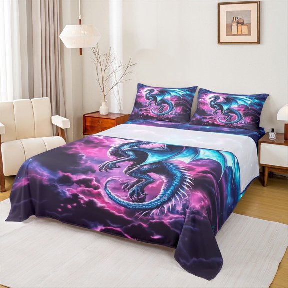 Castle Fairy Gothic Magic Dragon Twin Sheet Sets,Abstract Wildlife Bedding