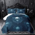thumbnail image 1 of Castle Fairy Gothic Rose Skull Twin Quilt Set,Bohemian Floral Damask Twin Coverlet Set,Navy Blue, 1 of 7