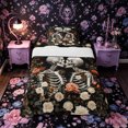 thumbnail image 1 of Castle Fairy Gothic Skeleton Couple Twin Sheets 3pcs,Romantic Floral Rose Skull Bedding,Cream Black,1 Fitted Sheet,1 Flat Sheet and 1 Pillowcase, 1 of 6