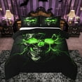 thumbnail image 1 of Castle Fairy 3-Piece Queen Size Comforter Set - Skull Lightning Gothic Green Print, 1 of 8