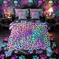 thumbnail image 1 of Castle Fairy Gothic Skull 7-Piece Twin Bedding,Gradient Leopard Print Bedding Comforter Set,Iridescent Purple,Black Reversible, 1 of 7