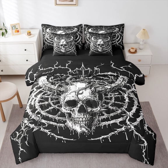 Castle Fairy Gothic Skull Bedding Comforter Set,Tree Branches Vine Queen Bedding Sets