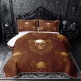 thumbnail image 1 of Castle Fairy Gothic Skull Damask Bed Spread Queen,Abstract Retro Rose Queen Coverlet Set,Rust Tan, 1 of 7