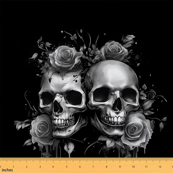 Castle Fairy Gothic Skull Fabric by the Yard 5 Yards for Teens,Chic Flower Fabric for Sewing,Happy Halloween Home Decor Fabric by the Yard,Super Cozy Room Decor