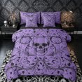 thumbnail image 1 of Castle Fairy Gothic Skull Full Size Bedding Sets 7 Pieces,Abstract Gradient Leaves Full Size Bed in a Bag,Lilac Purple,Black Reversible, 1 of 7