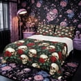 thumbnail image 1 of Castle Fairy Gothic Skull King Sheets 4pcs,Romantic Floral Rose Vine Bedding,Ivory Green,1 Fitted Sheet,1 Flat Sheet and 2 Pillowcases, 1 of 6
