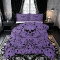 thumbnail image 1 of Castle Fairy Gothic Skull King Size Comforter Sets 3pcs,Abstract Gradient Leaves Comforters King Size,Lilac Purples,1 Comforter and 2 Pillowcases,Black Reversible, 1 of 6