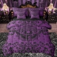 thumbnail image 1 of Castle Fairy Gothic Skull Moth Twin Bedding Sets 7-Piece for Boys Girls,Bohemian Hippie Damask Bedding Comforter Set Microfiber,Exotic Style Breathable Sheet Sets,Super Cozy Room Decor,Reversible, 1 of 8