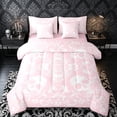 thumbnail image 1 of Castle Fairy Gothic Skull Queen Bedding 7pcs,Boho Floral Damask Bedding Comforter Set Queen,Blush Pink,Pink Reversible, 1 of 7