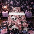 thumbnail image 1 of Castle Fairy Gothic Skull Twin Sheets 3pcs,Rose Flower Bedding,Mauve Gray Black,1 Fitted Sheet,1 Flat Sheet and 1 Pillowcase, 1 of 6