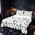 thumbnail image 1 of Castle Fairy Gothic Spooky Skeleton Bed Sheets 4-Piece,Sugar Skull Stars Pattern Full Size Sheets,White Offwhite,1 Fitted Sheet,1 Flat Sheet and 2 Pillowcases, 1 of 6