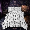 thumbnail image 1 of Castle Fairy Gothic Spooky Skeleton Queen Comforter Set 3 Pieces,Sugar Skull Stars Pattern Comforter Sets Queen,White Offwhites,1 Comforter and 2 Pillowcases,Black Reversible, 1 of 6