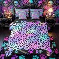 thumbnail image 1 of Castle Fairy Gradient Abstract Skull 7-Piece Twin Bedding,Vibrant Leopard Print Bedding Comforter Set,Iridescent Pastel,Black Reversible, 1 of 7