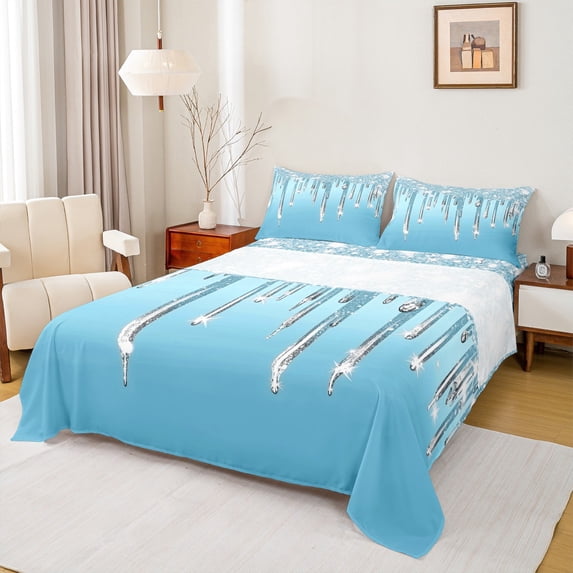 Castle Fairy Gradient Bling Glitter 4Pcs Bed Sheets for Women Men Teens,Sparkling Sequin King Sheets,Dreamy Princess Super Cozy Sheet Set,Super Cozy Room Decor