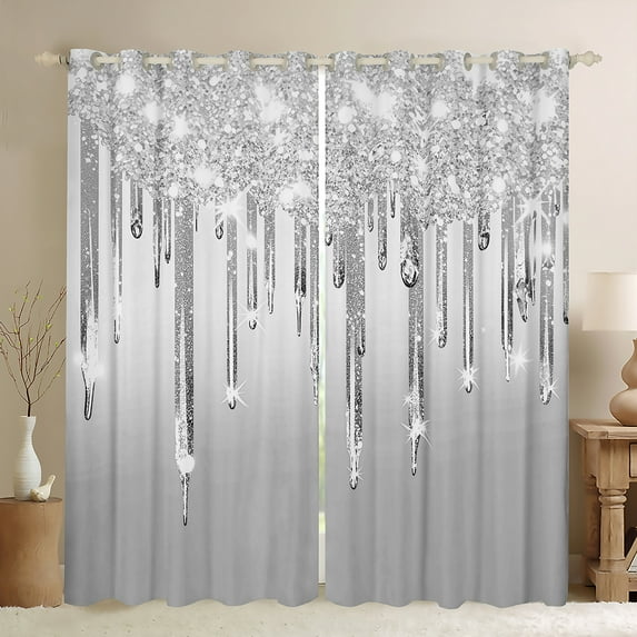 Castle Fairy Gradient Bling Glitter Blackout Curtains Set of 2 (52x84 Each) for Women Men Teens,Sparkling Sequin Window Curtains,Dreamy Princess Curtains and Drapes,Super Cozy Room Decor