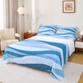 thumbnail image 1 of Castle Fairy Gradient Blue Stripes Twin Sheet Sets,Abstract Geometric Lines Bedding, 1 of 7