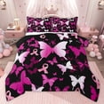 thumbnail image 1 of Castle Fairy Gradient Butterflies Girl Full Size Comforter Sets,Pink Ribbon Bedding Sets, 1 of 8