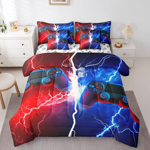 Castle Fairy Gradient Gamepads Twin Bedding Sets,Gradient Lightning Bedding Comforter Set