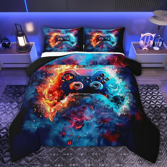 Castle Fairy Gradient Gamepads Twin Comforter Sets,Abstract Graffiti Splash Bedding Set