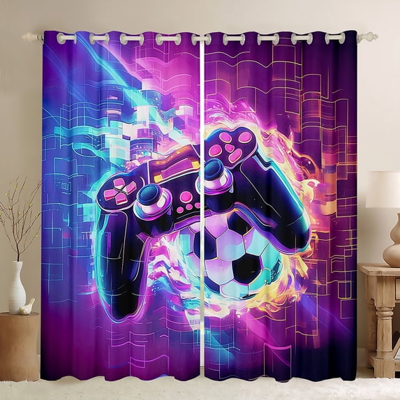 Castle Fairy Gradient Gamer Black Out Curtains,Soccer Curtains Pack of 2 (42x63 Each)