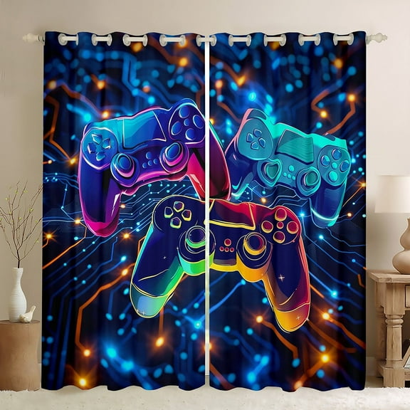 Castle Fairy Gradient Gamer Blackout Curtains Set of 2 (52x84 Each),Video Game Window Curtains,Game Console Curtains and Drapes,Ultra Soft Abstract Home Decor