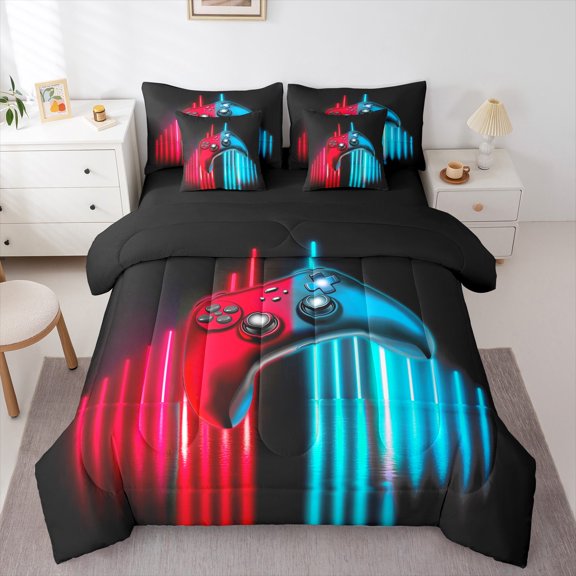 Castle Fairy Gradient Gamer Twin Bedding Sets,Video Game Bedding Comforter Set