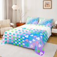 thumbnail image 1 of Castle Fairy Gradient Geometric Plaid Checkered Full Size Sheets 4-Piece for Adults Female Men,Abstract Ombre Four Leaf Clover Breathable Bed Sheets,St. Patrick's Day Lightweight Sheet Sets, 1 of 7