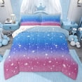 thumbnail image 1 of Castle Fairy Gradient Glitter Print Full Size Comforter Sets,Abstract Ombre Bedding Sets, 1 of 8