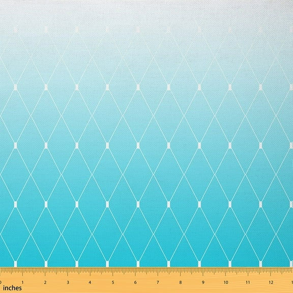 Castle Fairy Gradient Gray Sky Blue Fabric by the Yard 2 Yards, Geometric Rhombus Sewing Fabric, Ombre Diamond Room Decor Fabric by the Yard