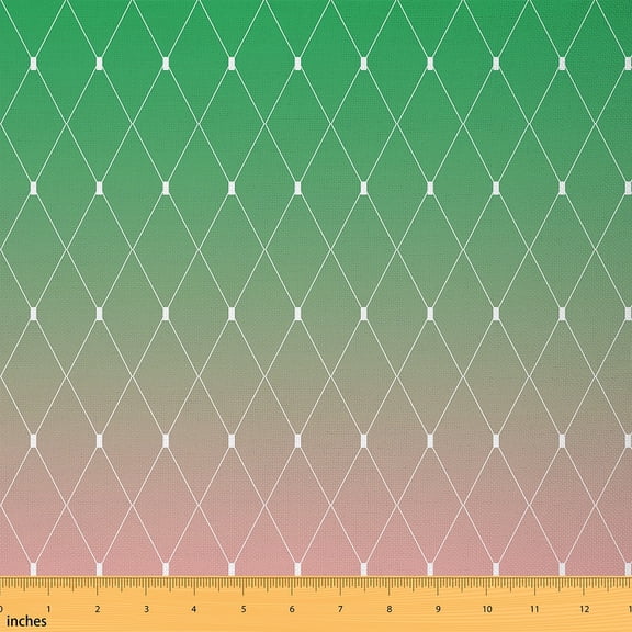 Castle Fairy Gradient Green Pink Fabric by the Yard 1 Yard, Geometric Rhombus Home Decor Fabric by the Yard, Ombre Diamond Sewing Fabric