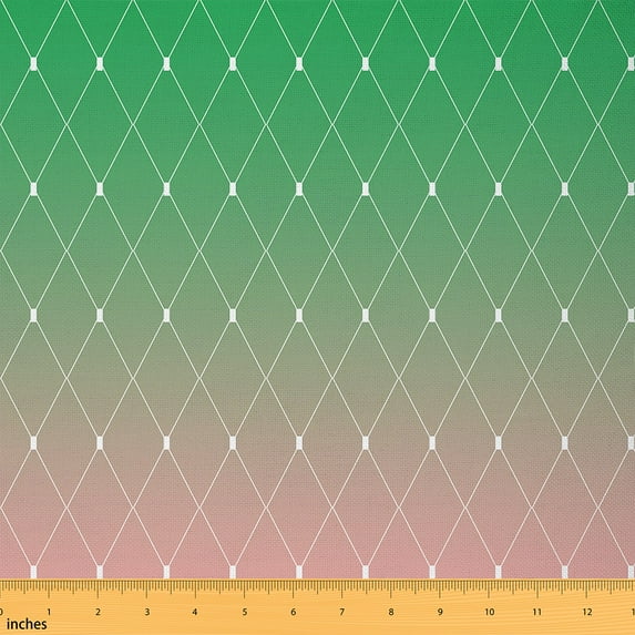 Castle Fairy Gradient Green Pink Fabric by the Yard 10 Yards, Geometric Rhombus Home Decor Fabric by the Yard, Ombre Diamond Sewing Fabric