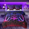thumbnail image 1 of Castle Fairy Gradient Hexagon Gamer Bedding Comforter Set,Stripes King Bedding Sets, 1 of 8