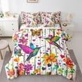 thumbnail image 1 of Castle Fairy Gradient Hummingbird Twin Bedding Sets,Colorful Flowers Bedding Comforter Set, 1 of 8